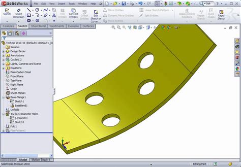 how to create a bent sheet metal part in solidworks|how to use sketched bend.